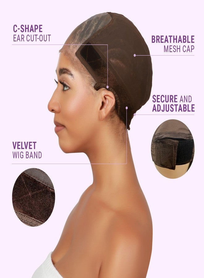 STUDIO LIMITED Non-Slip Wig Cap with Grip Band for Secure Placement, Transparent Lace for Lace Front Wigs, Available in Brown/Dark Brown/Light Beige Tones (Brown) - Image 4